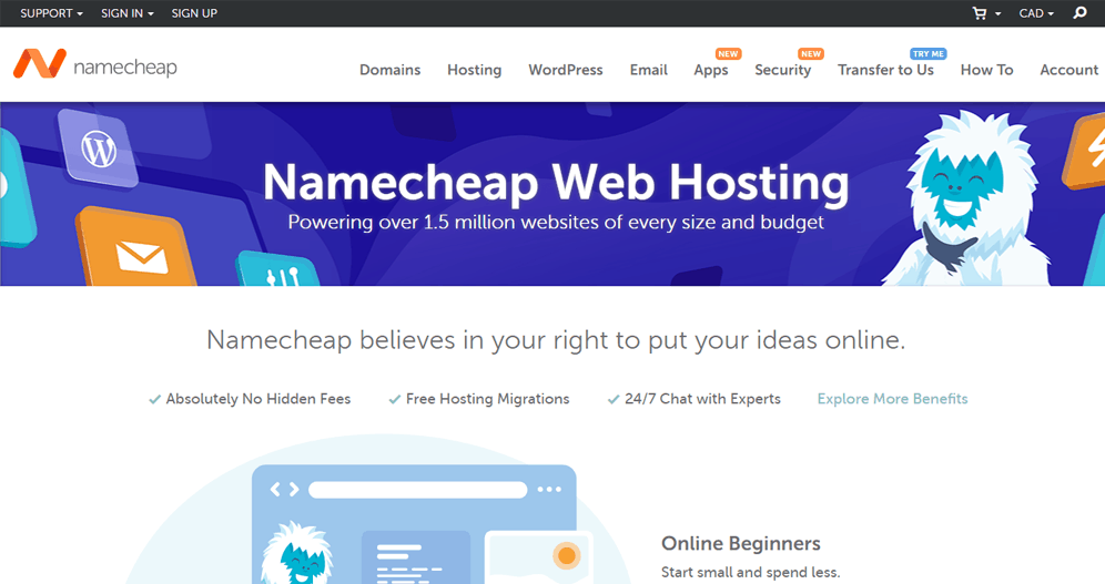 namecheap web hosting picture